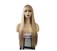 Perruque longue blonde avec frange for femme, cheveux synthétiques d'aspect naturel, 66 cm, for filles, fête quotidienne, cosplay Postiche Cheveux Femme
