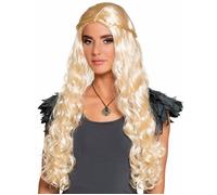 Perruque longue blonde avec petites tresses femme