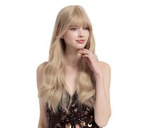 Perruque Longue Blonde Pour Femme, 24 Pouces, Bou Avec Frange, Résistante À La Chaleur, Idéale Pour Le Cosplay Ou Les Fêtes.