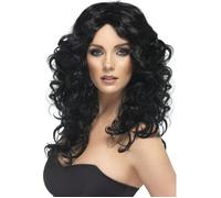 Smiffy's Perruque Glamour cheveux longs bouclés noire Halloween