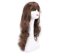 Perruque longue bouclée élégante résistante à la chaleur - Longue perruque de cheveux ondulés - Pour fête, mariage, rendez-vous - Marron clair