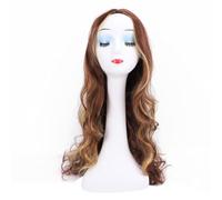 Perruque longue bouclée en soie haute température, marron à blond ombré, facile d'entretien, perruque ondulée pour femmes, fête, Cosplay, vie quotidienne