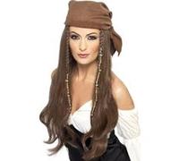 Perruque longue chatain pirate femme taille unique G
