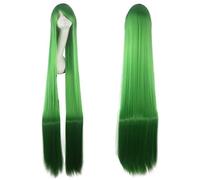 Perruque longue droite vert clair vert foncé cosplay cheveux synthétiques fête anime commun 59"150cm longue perruques cosplay vertes + casquette de perruque perruque verte commune 27