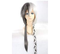 Perruque longue en queue de pong Vocaloid Yuezheng Longya - Gris argenté - Pour Halloween, fête, cosplay (jetable)