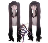 Perruque longue et légère bouclée Nekopara pour cosplay Marron foncé 100 cm