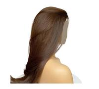 Perruque longue et lisse en cheveux humains bruns raides, pré-épilée dégradée avec lace frontale