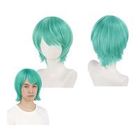 Perruque longue et lisse, Perruque Kpop et Anime, pour Déguisement, Fête et Halloween. Cheveux naturels et doux, pour Femmes, Hommes, Garçons et Filles. (Green male short)