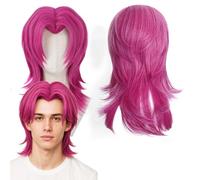 Perruque longue et lisse, Perruque Kpop et Anime, pour Déguisement, Fête et Halloween. Cheveux naturels et doux, pour Femmes, Hommes, Garçons et Filles. (hot pink Medium-long)