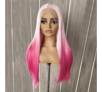 Perruque longue et soyeuse avec dentelle frontale pour femme 33 x 10,2 cm, ligne de cheveux naturelle colorée, sans colle, cheveux ombrés, 66 cm