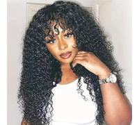 perruque longue Femme Curly Human Hair Wig with Bangs boucles Cheveux Humain 24 Pouces full machine none lace glueless wig human hair Emol Hair Naturelle Perruque Bresilienne Cheveux Humain Perruque