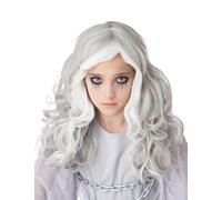 Perruque Longue Grise Phosphorescente Enfant Blanc