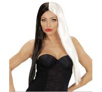 Perruque Longue Noire Et Blanche Cruelle Femme Noir