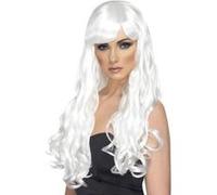 Perruque longue ondulée blanche femme taille unique Blanc G