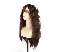 Perruque longue ondulée marron pour femme - Perruque ondulée synthétique douce et moelleuse - Pour cosplay et quotidien