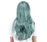 Perruque Longue Ondulée, Perruque de Cheveux Longs Bouclés Perruque Synthétique Résistante à la Chaleur avec Frange Perruques à la Mode Cheveux Humains pour les Jeux de Rôle, les