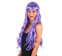 Perruque Longue Ondulée Violette À Frange Femme Multicolore