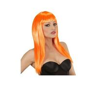 Perruque longue orange a frange femme