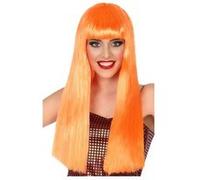 Perruque Longue Orange fluo avec Frange 60cm Orange