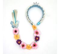 Perruque Longue Tressée De Princesse Elsa Et Anna Pour Fille,Déguisement De Raiponce,Bandeau De Sauna Avec Fleurs De Diadème,Costume Pour Enfant - Type Blue