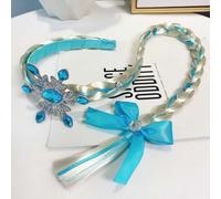 Perruque Longue Tressée De Princesse Elsa Et Anna Pour Fille,Déguisement De Raiponce,Bandeau De Sauna Avec Fleurs De Diadème,Costume Pour Enfant - Type Snow Blue