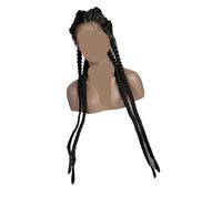 Perruque longue tressée for femme, 4 tresses au crochet, perruque lace front sans colle(1)