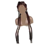 Perruque longue tressée for femme, 4 tresses au crochet, perruque lace front sans colle(3)