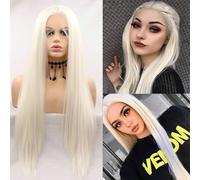 Perruque longue type lace front RainaHair en fibre résistante à la chaleur pour femme, 66 cm (60#)