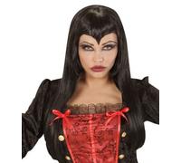 Perruque Longue Vampire Noire Femme Halloween, Noir