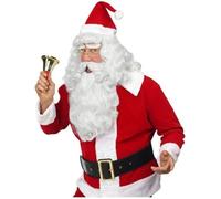 Perruque Luxe Père Noel Avec Barbe Et Moustache Blanc