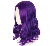Perruque Mal pour Enfants Fille, Bleu Violet Perruque Longue Bouclée Perruque pour Cosplay Halloween Déguisement