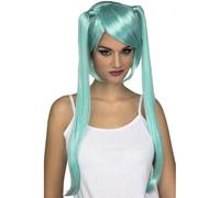 Perruque Manga Bleue Avec Couettes Larges Multicolore