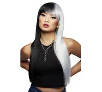 Perruque Manic Panic Raven Virgin Downtown Diva Noire Et Blanche Longue Droite