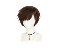 Perruque marron courte Cosplay hommes perruques hérissées cheveux synthétiques ondulés