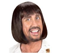 Perruque médiévale châtain homme - Widmann SRL - Carré avec frange - Accessoire de déguisement pour adulte