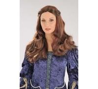 Perruque médiévale femme moyen Âge - Marque - Modèle - Châtain - Cheveux longs - Couleur Bleu