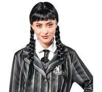 Perruque Noir Femme Adulte Wednesday Mercredi'Addams Carnaval Halloween