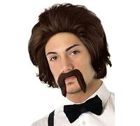 Perruque mexicaine Chuck avec moustache disponible en 3 couleurs différentes (brun)