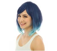Perruque mi longue tie and dye bleue luxe adulte