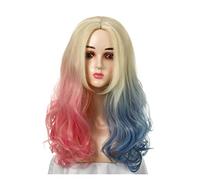 Perruque Mixte Blonde Rose Et Bleue, Perruques Synthétiques Longues Et Bouclées Pour Costume D'Halloween, Perruques De Cosplay Pour Femmes, Perruques Grises Pour Femmes