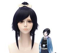 Perruque mixte courte droite et légère anti-distorsion avec queue de cheval Touken Ranbu Yamatonokami Yasusada Cosplay (jetable)