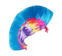 Perruque Mohawk, Avec Cheveux En Crête De Coq Colorés Arc-en-, 30x20,5 Cm, Style Punk Mohican Unisexe, Costume De Mascarade De Fête, Sangle Réglable À L'intérieur, Pour Adultes Amoureux, Familles,