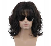 Perruque Mulet En Métal Des Années 80 Pour Hommes, Longue Perruque De Cosplay Bouclée Pour Rocker Costume D'halloween Punk Anime Party