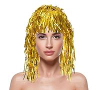 Perruque multicolore, mèches de cheveux dorées, perruques argentées à paillettes pour femme, kit de décoration de carnaval, boîte photo amusante, chapeaux accessoires pour fête disco, carnaval