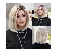 Perruque Naturel Court Ombre Blonde Bob Perruque for Femmes Quotidien Partie Naturel Synthétique Lavande Côté Partie Perruque Résistant À La Chaleur Perruques Droites Perruque Coupe
