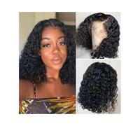 Perruque Naturel Perruque Bob Deep Wave 13x4 Lace Front Wig Cheveux Humains Naturels Remy Perruque Coupe(14inches)