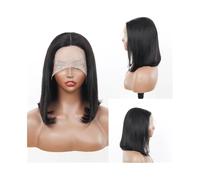 Perruque Naturel Perruque Bob en cheveux humains raides avec raie en T, perruque frontale en dentelle pré-épilée, densité 180, perruque Bob 8-16 pouces Perruque Coupe(12inches)