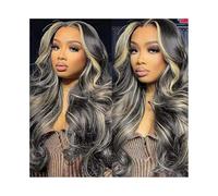 Perruque Naturel Perruque Body Wave en cheveux humains avec mèches de densité 200, 13x4, dentelle frontale HD, blond miel 1B/27 Perruque Coupe(26inches)