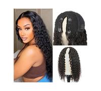 Perruque Naturel Perruque brésilienne ondulée, cheveux humains, bouclés, avec raie en V, densité 150% Perruque Coupe(26inches)