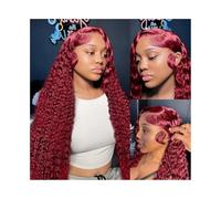 Perruque Naturel Perruque frontale en cheveux humains ondulés profonds colorés pré-épilés en dentelle transparente HD 200 densité 13x4 Perruque Coupe(24inches)